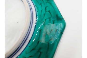 三ツ井為吉　九谷焼　吉田屋絵変　約17cm　5.6寸　共箱付　八角形の銘々皿5枚セット　(R-084800)　