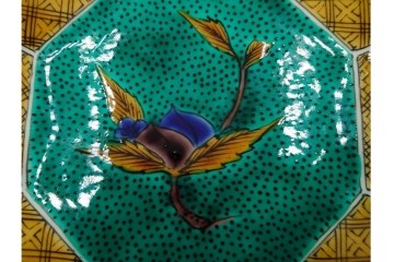 三ツ井為吉　九谷焼　吉田屋絵変　約17cm　5.6寸　共箱付　八角形の銘々皿5枚セット　(R-084800)　