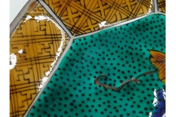 三ツ井為吉　九谷焼　吉田屋絵変　約17cm　5.6寸　共箱付　八角形の銘々皿5枚セット　(R-084800)　