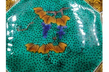 三ツ井為吉　九谷焼　吉田屋絵変　約17cm　5.6寸　共箱付　八角形の銘々皿5枚セット　(R-084800)　