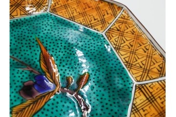 三ツ井為吉　九谷焼　吉田屋絵変　約17cm　5.6寸　共箱付　八角形の銘々皿5枚セット　(R-084800)　