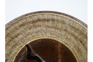 人間国宝　島岡達三　益子焼　象嵌　1尺皿　約31cm　流れるような美しい釉薬が美しい大皿　(R-084801)