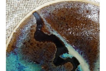 人間国宝　島岡達三　益子焼　象嵌　1尺皿　約31cm　流れるような美しい釉薬が美しい大皿　(R-084801)