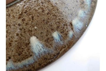 人間国宝　島岡達三　益子焼　象嵌　1尺皿　約31cm　流れるような美しい釉薬が美しい大皿　(R-084801)