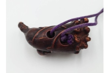 江戸～明治期　梅鳥図蒔絵四段印籠　猿に筍の木彫り根付付き　木彫　匠の美技を感じる印籠・根付　(R-084802)