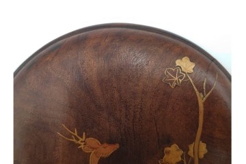 時代物　雅趣ある意匠　酒井抱一筆　蒔絵　鹿に紅葉図の蓋付き硯　(R-084803)