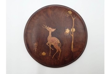 時代物　雅趣ある意匠　酒井抱一筆　蒔絵　鹿に紅葉図の蓋付き硯　(R-084803)