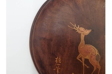 時代物　雅趣ある意匠　酒井抱一筆　蒔絵　鹿に紅葉図の蓋付き硯　(R-084803)