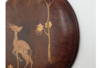 時代物　雅趣ある意匠　酒井抱一筆　蒔絵　鹿に紅葉図の蓋付き硯　(R-084803)