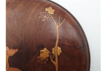 時代物　雅趣ある意匠　酒井抱一筆　蒔絵　鹿に紅葉図の蓋付き硯　(R-084803)