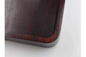 上質な木味　富作　紫檀製　艶やかな木目が映える硯箱　共箱付き　(R-084804)