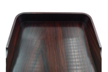 上質な木味　富作　紫檀製　艶やかな木目が映える硯箱　共箱付き　(R-084804)