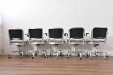 中古　美品　廃番品　レトロモダンなデザインが魅力的なデスクチェア5脚セット　(R-084809)