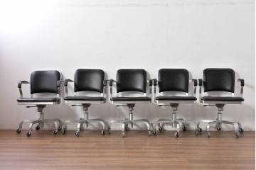 中古　美品　廃番品　レトロモダンなデザインが魅力的なデスクチェア5脚セット　(R-084809)