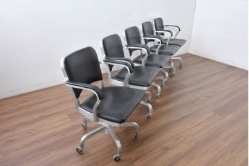 中古　美品　廃番品　レトロモダンなデザインが魅力的なデスクチェア5脚セット　(R-084809)