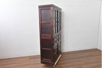 中古　美品　松本民芸家具　落ち着きのある洗練された佇まいが魅力のG-1型面取食器棚　定価約57万円相当　(R-084810)