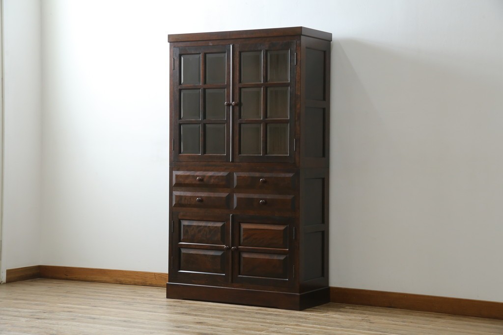 中古　美品　松本民芸家具　落ち着きのある洗練された佇まいが魅力のG-1型面取食器棚　定価約57万円　(R-084810)