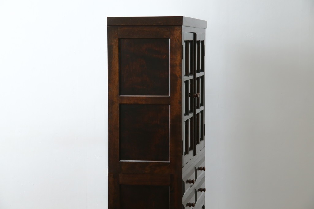 中古　美品　松本民芸家具　落ち着きのある洗練された佇まいが魅力のG-1型面取食器棚　定価約57万円　(R-084810)