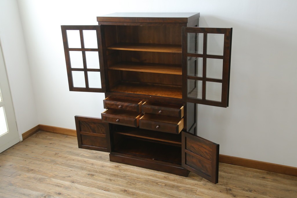 中古　美品　松本民芸家具　落ち着きのある洗練された佇まいが魅力のG-1型面取食器棚　定価約57万円　(R-084810)