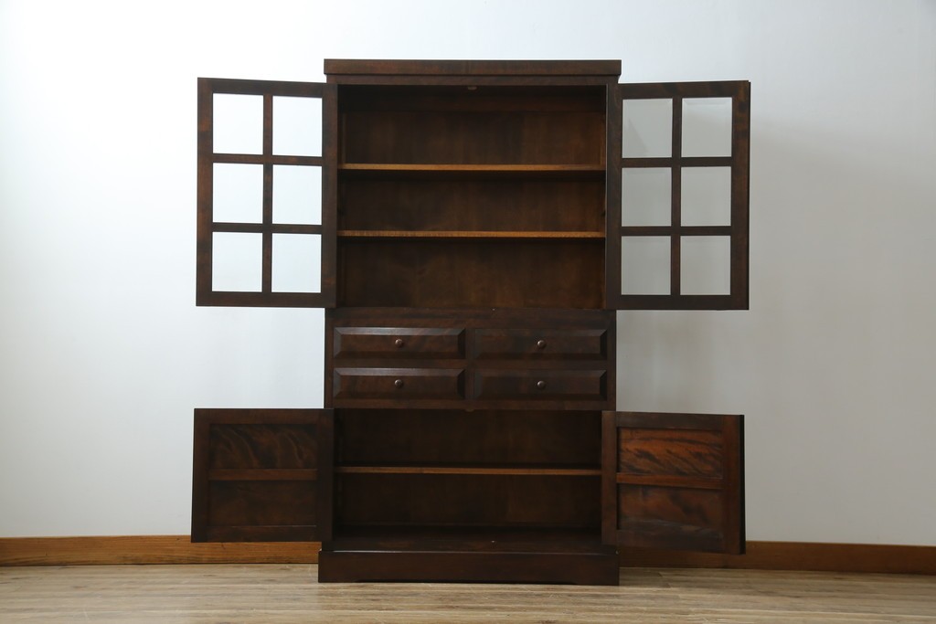 中古　美品　松本民芸家具　落ち着きのある洗練された佇まいが魅力のG-1型面取食器棚　定価約57万円　(R-084810)