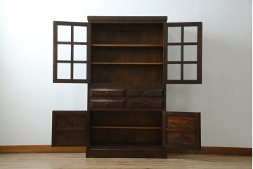 中古　美品　松本民芸家具　落ち着きのある洗練された佇まいが魅力のG-1型面取食器棚　定価約57万円　(R-084810)