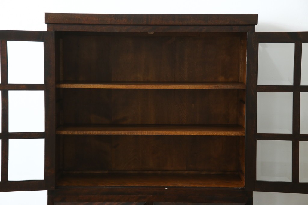 中古　美品　松本民芸家具　落ち着きのある洗練された佇まいが魅力のG-1型面取食器棚　定価約57万円　(R-084810)