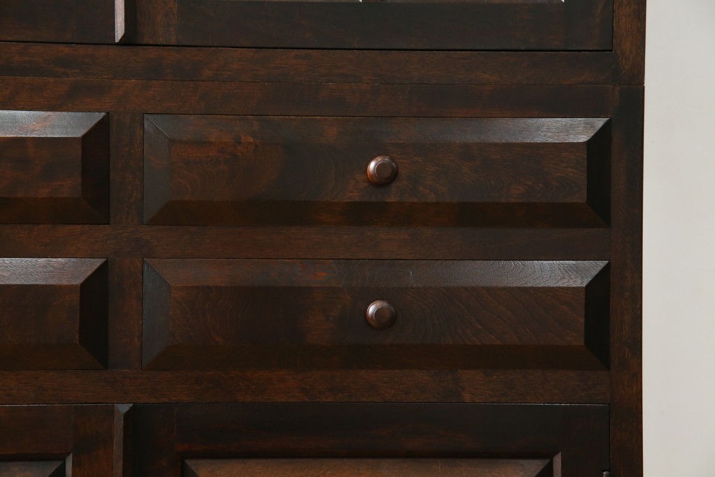 中古　美品　松本民芸家具　落ち着きのある洗練された佇まいが魅力のG-1型面取食器棚　定価約57万円　(R-084810)