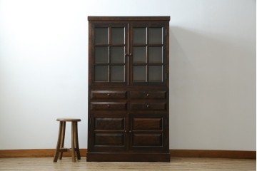 中古　美品　松本民芸家具　落ち着きのある洗練された佇まいが魅力のG-1型面取食器棚　定価約57万円　(R-084810)