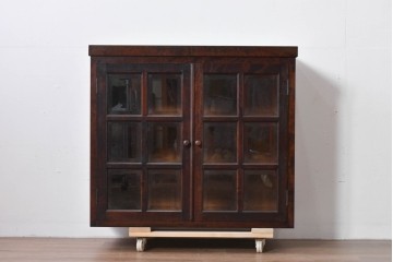 《脚(台輪)取り付け加工費込み》　中古　美品　松本民芸家具　G-1型面取食器棚　落ち着きのある洗練された佇まいが魅力のキャビネット　(R-084811)