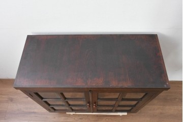 《脚(台輪)取り付け加工費込み》　中古　美品　松本民芸家具　G-1型面取食器棚　落ち着きのある洗練された佇まいが魅力のキャビネット　(R-084811)