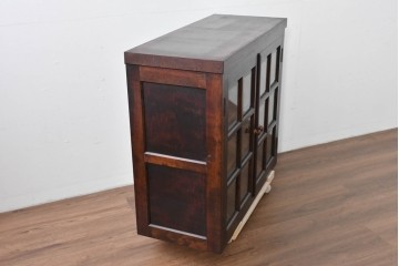 《脚(台輪)取り付け加工費込み》　中古　美品　松本民芸家具　G-1型面取食器棚　落ち着きのある洗練された佇まいが魅力のキャビネット　(R-084811)