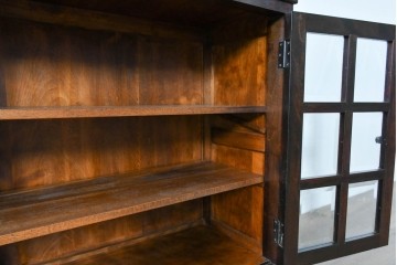 《脚(台輪)取り付け加工費込み》　中古　美品　松本民芸家具　G-1型面取食器棚　落ち着きのある洗練された佇まいが魅力のキャビネット　(R-084811)