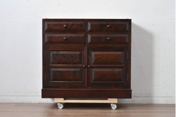 《天板取り付け加工費込み》　中古　美品　松本民芸家具　G-1型面取食器棚　落ち着きのある洗練された佇まいが魅力のキャビネット　(R-084812)