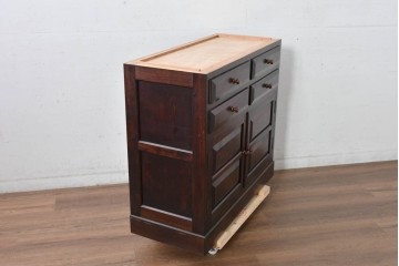 《天板取り付け加工費込み》　中古　美品　松本民芸家具　G-1型面取食器棚　落ち着きのある洗練された佇まいが魅力のキャビネット　(R-084812)