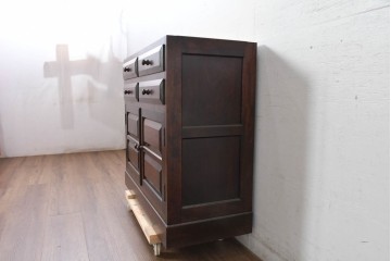 《天板取り付け加工費込み》　中古　美品　松本民芸家具　G-1型面取食器棚　落ち着きのある洗練された佇まいが魅力のキャビネット　(R-084812)