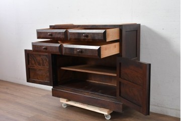 《天板取り付け加工費込み》　中古　美品　松本民芸家具　G-1型面取食器棚　落ち着きのある洗練された佇まいが魅力のキャビネット　(R-084812)