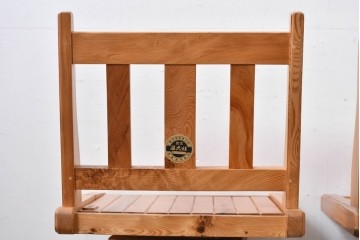 和製ビンテージ　美品　希少品　屋久杉　温もりと格調を備えた回転チェア2脚　セット定価約100万円相当　(R-084819)