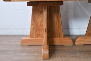 和製ビンテージ　美品　希少品　屋久杉　温もりと格調を備えた回転チェア2脚　セット定価約100万円相当　(R-084819)