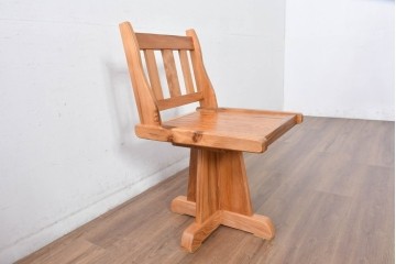 和製ビンテージ　美品　希少品　屋久杉　温もりと格調を備えた回転チェア2脚　セット定価約100万円相当　(R-084819)