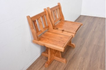 和製ビンテージ　美品　希少品　屋久杉　温もりと格調を備えた回転チェア2脚　セット定価約100万円相当　(R-084819)