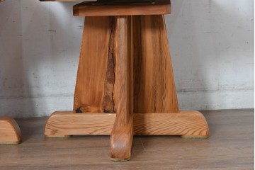 和製ビンテージ　美品　希少品　屋久杉　温もりと格調を備えた回転チェア2脚　セット定価約100万円相当　(R-084819)