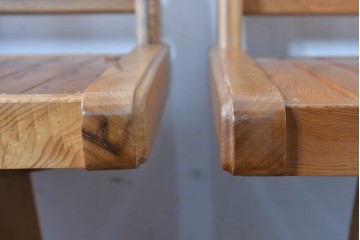 和製ビンテージ　美品　希少品　屋久杉　温もりと格調を備えた回転チェア2脚　セット定価約100万円相当　(R-084820)