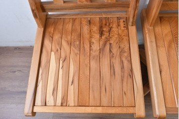 和製ビンテージ　美品　希少品　屋久杉　温もりと格調を備えた回転チェア2脚　セット定価約100万円相当　(R-084820)