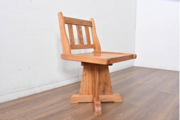 和製ビンテージ　美品　希少品　屋久杉　温もりと格調を備えた回転チェア2脚　セット定価約100万円相当　(R-084820)