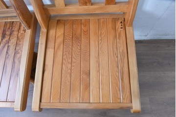 和製ビンテージ　美品　希少品　屋久杉　温もりと格調を備えた回転チェア2脚　セット定価約100万円相当　(R-084820)