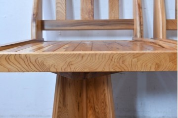 和製ビンテージ　美品　希少品　屋久杉　温もりと格調を備えた回転チェア2脚　セット定価約100万円相当　(R-084820)