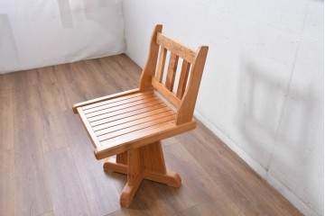 和製ビンテージ　美品　希少品　屋久杉　温もりと格調を備えた回転チェア2脚　セット定価約100万円相当　(R-084820)