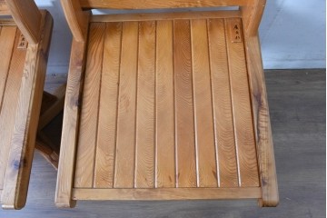 和製ビンテージ　美品　希少品　屋久杉　温もりと格調を備えた回転チェア2脚　セット定価約100万円相当　(R-084821)