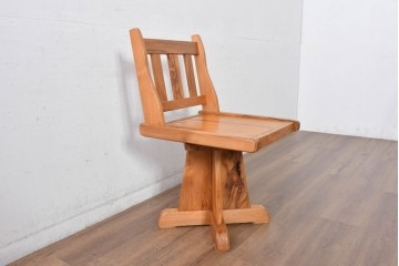 和製ビンテージ　美品　希少品　屋久杉　温もりと格調を備えた回転チェア2脚　セット定価約100万円相当　(R-084821)