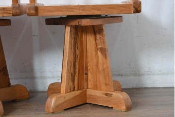 和製ビンテージ　美品　希少品　屋久杉　温もりと格調を備えた回転チェア2脚　セット定価約100万円相当　(R-084821)